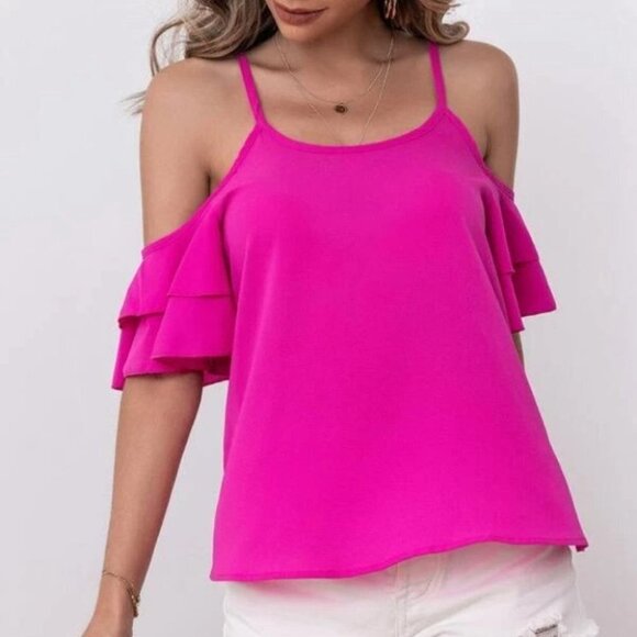 Vacay Vibes Cold Shoulder Blouse pink - Picture 2 of 6